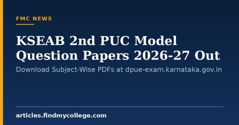 KSEAB 2nd PUC Model Question Papers 2026-27 Out: Download Subject-Wise PDFs at dpue-exam.karnataka.gov.in