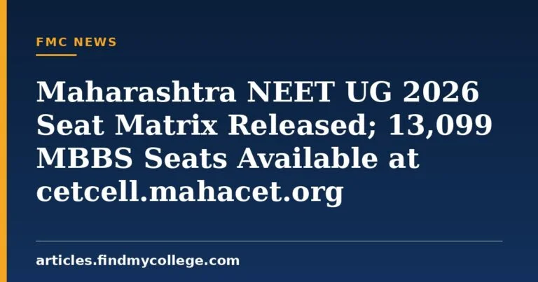 Maharashtra NEET UG 2026 Seat Matrix Released; 13,099 MBBS Seats Available at cetcell.mahacet.org