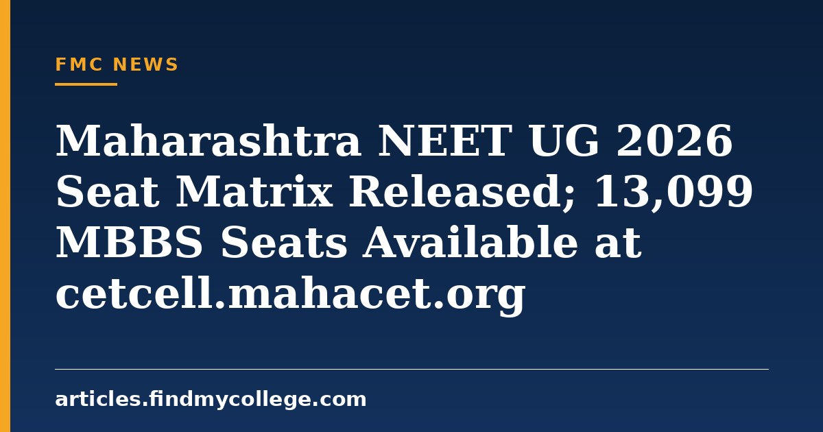Maharashtra NEET UG 2026 Seat Matrix Released; 13,099 MBBS Seats Available at cetcell.mahacet.org