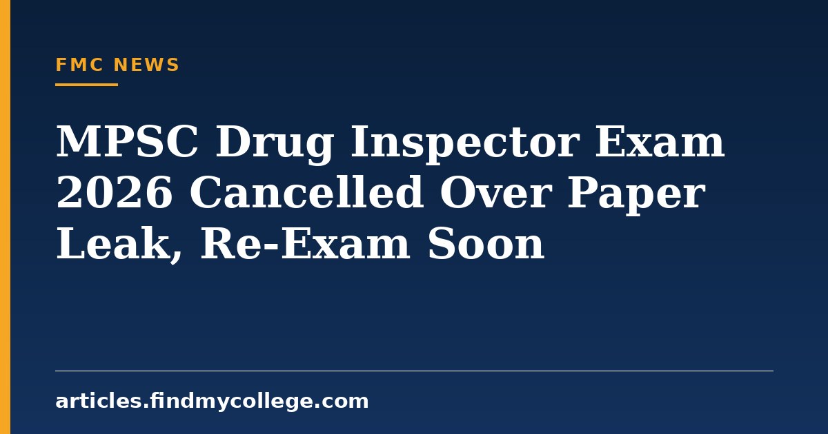 MPSC Drug Inspector Exam 2026 Cancelled Over Paper Leak, Re-Exam Soon
