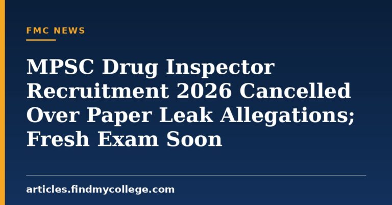 MPSC Drug Inspector Recruitment 2026 Cancelled Over Paper Leak Allegations; Fresh Exam Soon