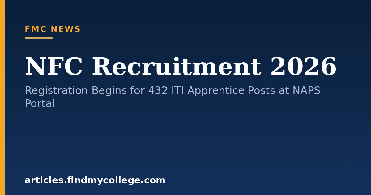 NFC Recruitment 2026: Registration Begins for 432 ITI Apprentice Posts at NAPS Portal
