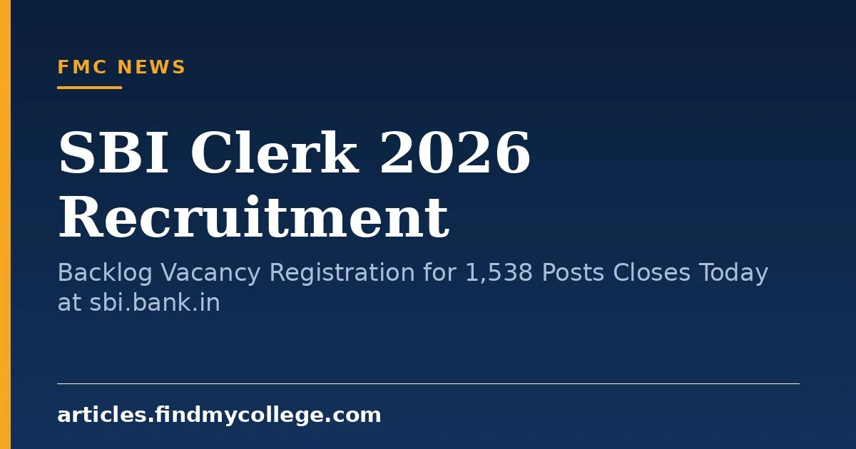 SBI Clerk 2026 Recruitment: Backlog Vacancy Registration for 1,538 Posts Closes Today at sbi.bank.in