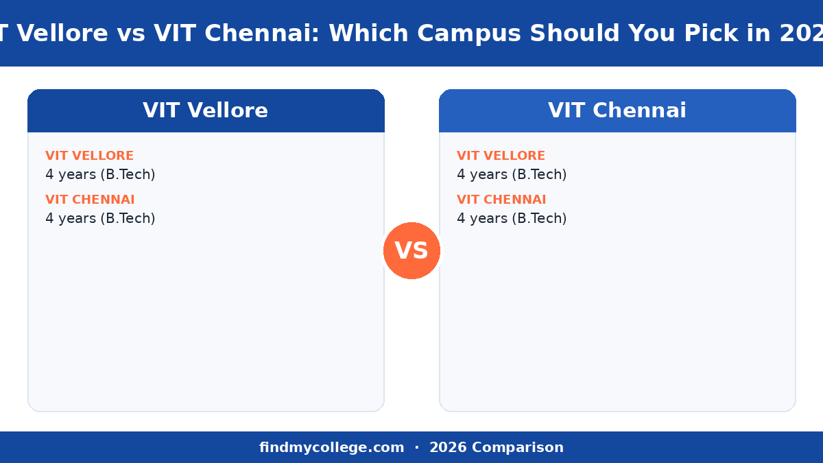 VIT Vellore vs VIT Chennai: Which Campus Should You Pick in 2026? — course at a glance infographic