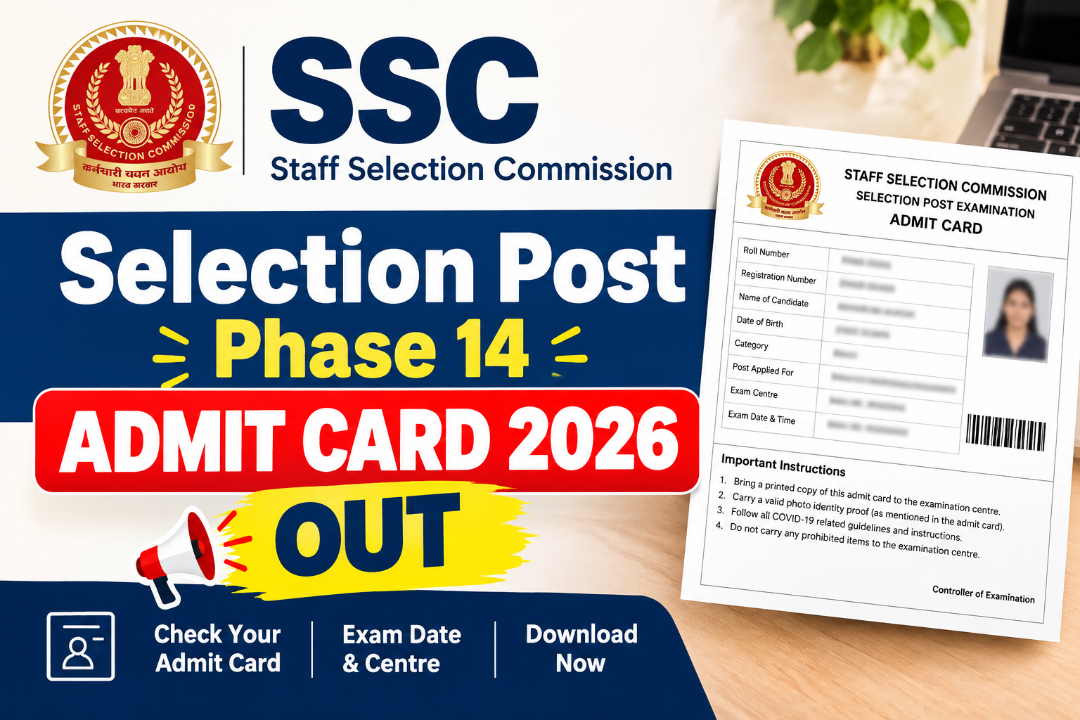 SSC Selection Post Phase 14 Admit Card 2026 Out: