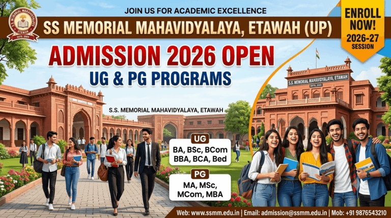 SS Memorial Mahavidyalaya Etawah: Admission 2026 Open for UG, PG Programs