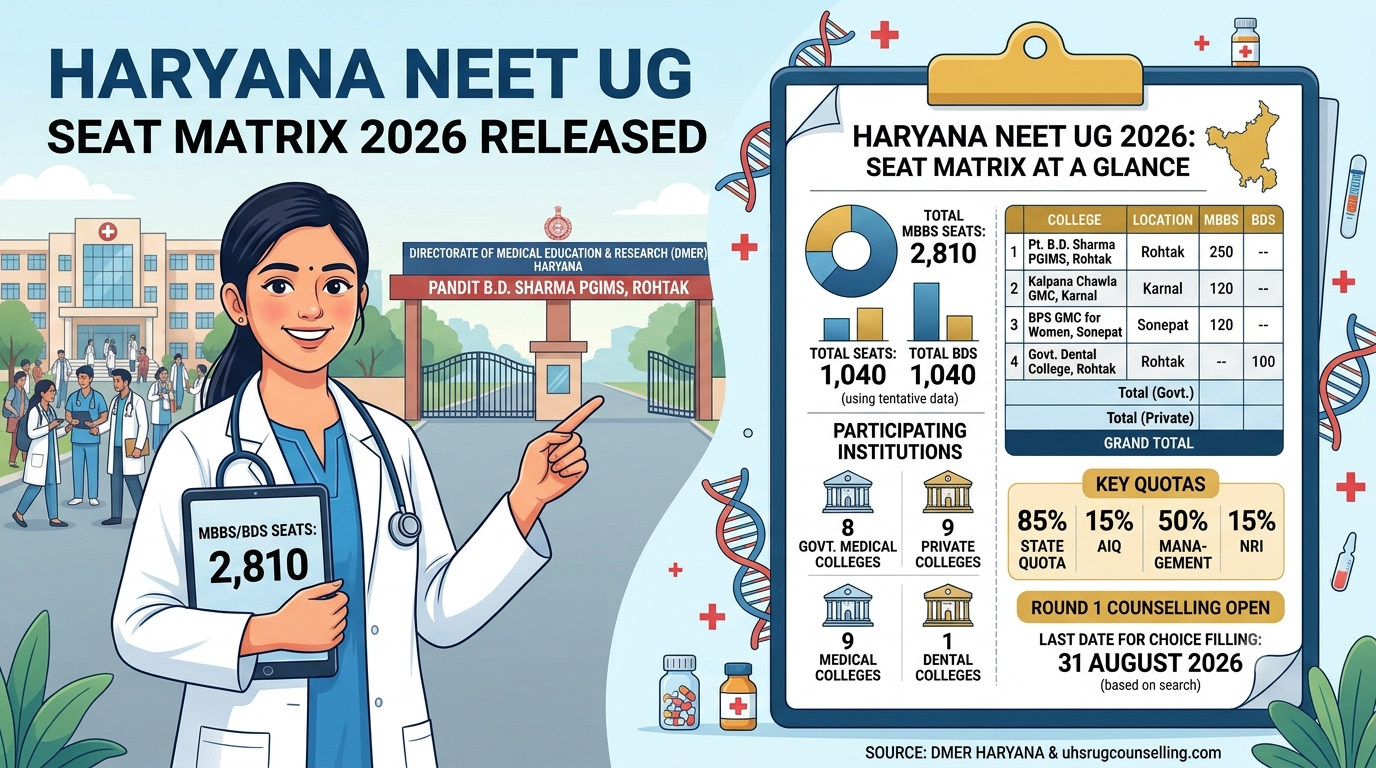 Haryana NEET UG Seat Matrix 2026 Released