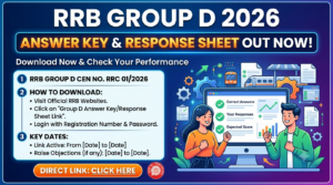 RRB Group D Answer Key 2026 and Response Sheet Out; Objection Window Open Till September 15 at rrb.digialm.com
