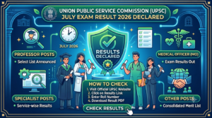 UPSC July Exam Result 2026 Declared for Professor, Specialist, MO & Other Posts at upsc.gov.in