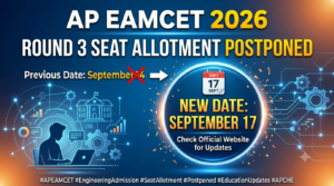 AP EAMCET 2026 Round 3 Seat Allotment Postponed to September 17; Check cap.apcfss.in