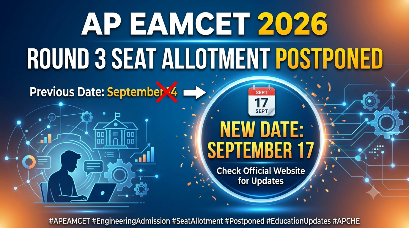 AP EAMCET 2026 Round 3 Seat Allotment Postponed to September 17