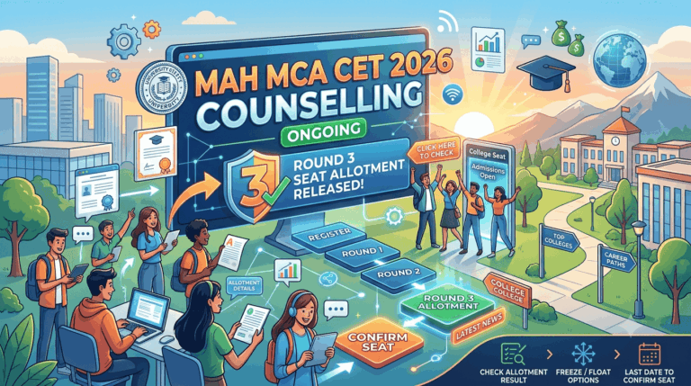 MAH MCA CET 2026 Counselling Ongoing: Round 3 Seat Allotment Released