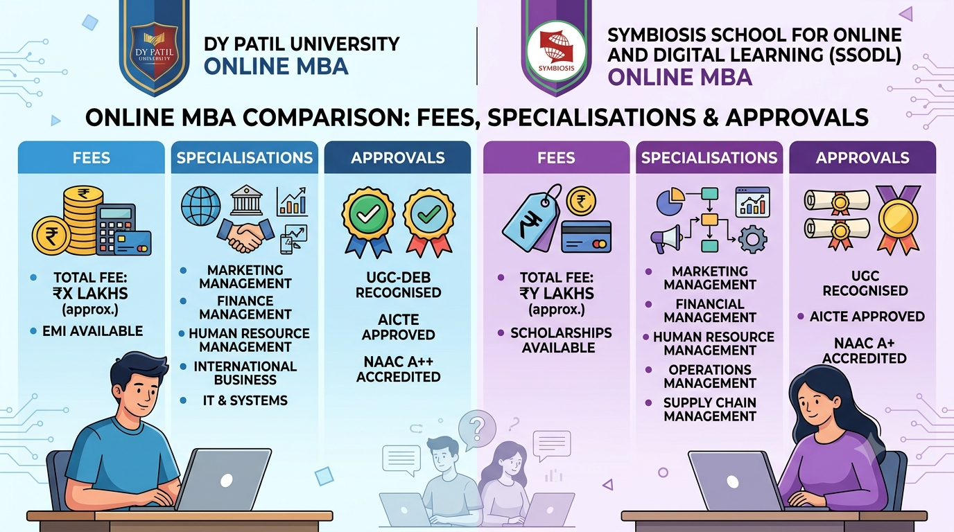 DY Patil vs Symbiosis Online MBA: Fees, Specialisations and Approvals