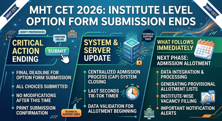 MHT CET 2026 Institute Level Option Form Submission Ends