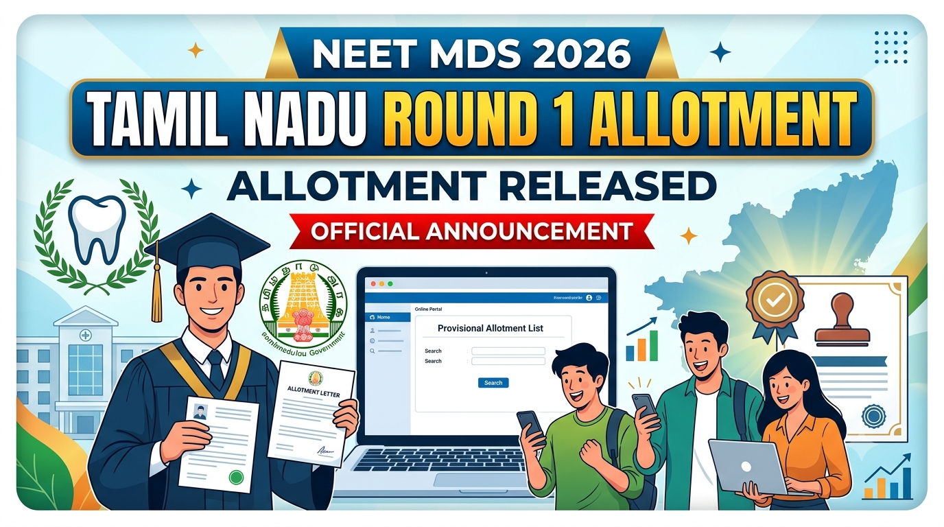 Tamil Nadu NEET MDS 2026 Round 1 Allotment Released
