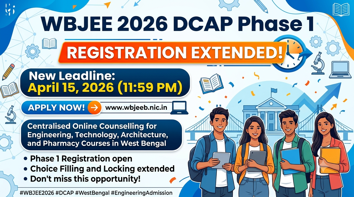 WBJEE 2026 DCAP Phase 1 Registration Extended