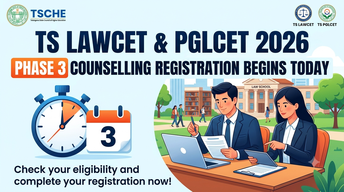 TS LAWCET, PGLCET 2026 Phase 3 Counselling Registration Begins Today