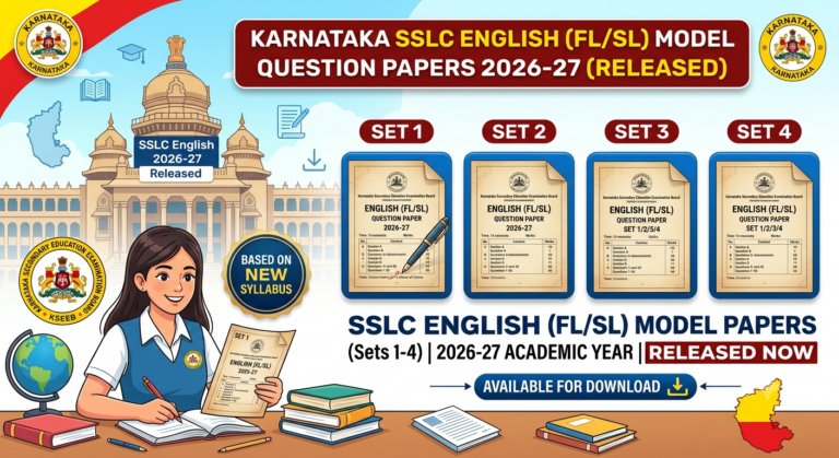 Karnataka SSLC English Model Question Papers 2026-27 (Set 1-4) Released