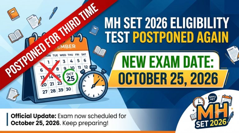 MH SET 2026 Eligibility Test Postponed for Third Time; New Date October 25
