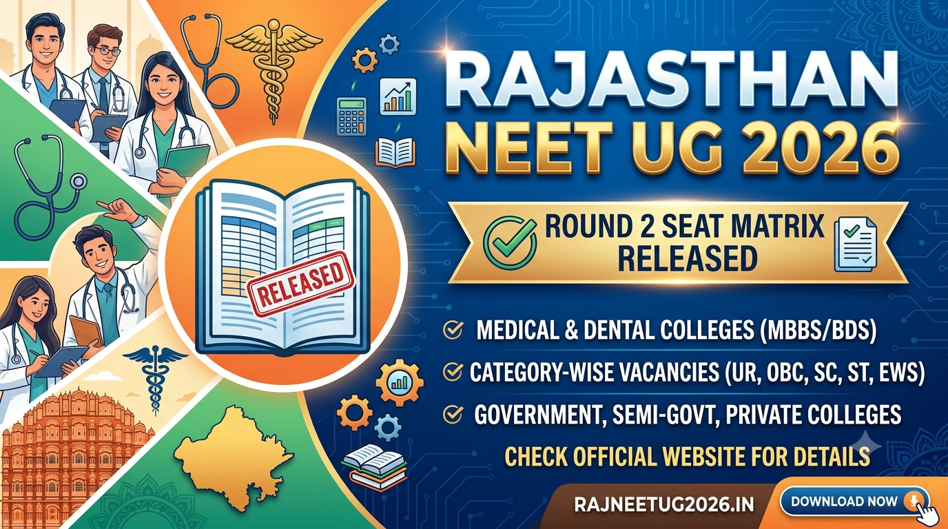 Rajasthan NEET UG 2026 Round 2 Seat Matrix Released