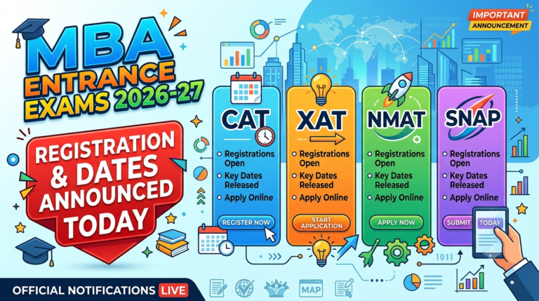 MBA Entrance Exams 2026-27: CAT, XAT, NMAT, SNAP Registration and Dates Announced Today