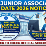 SBI Junior Associate Exam Date 2026 Notice Out: Prelims on Sep 26, 27 at sbi.bank.in