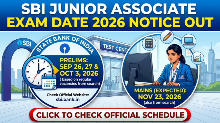 SBI Junior Associate Exam Date 2026 Notice Out