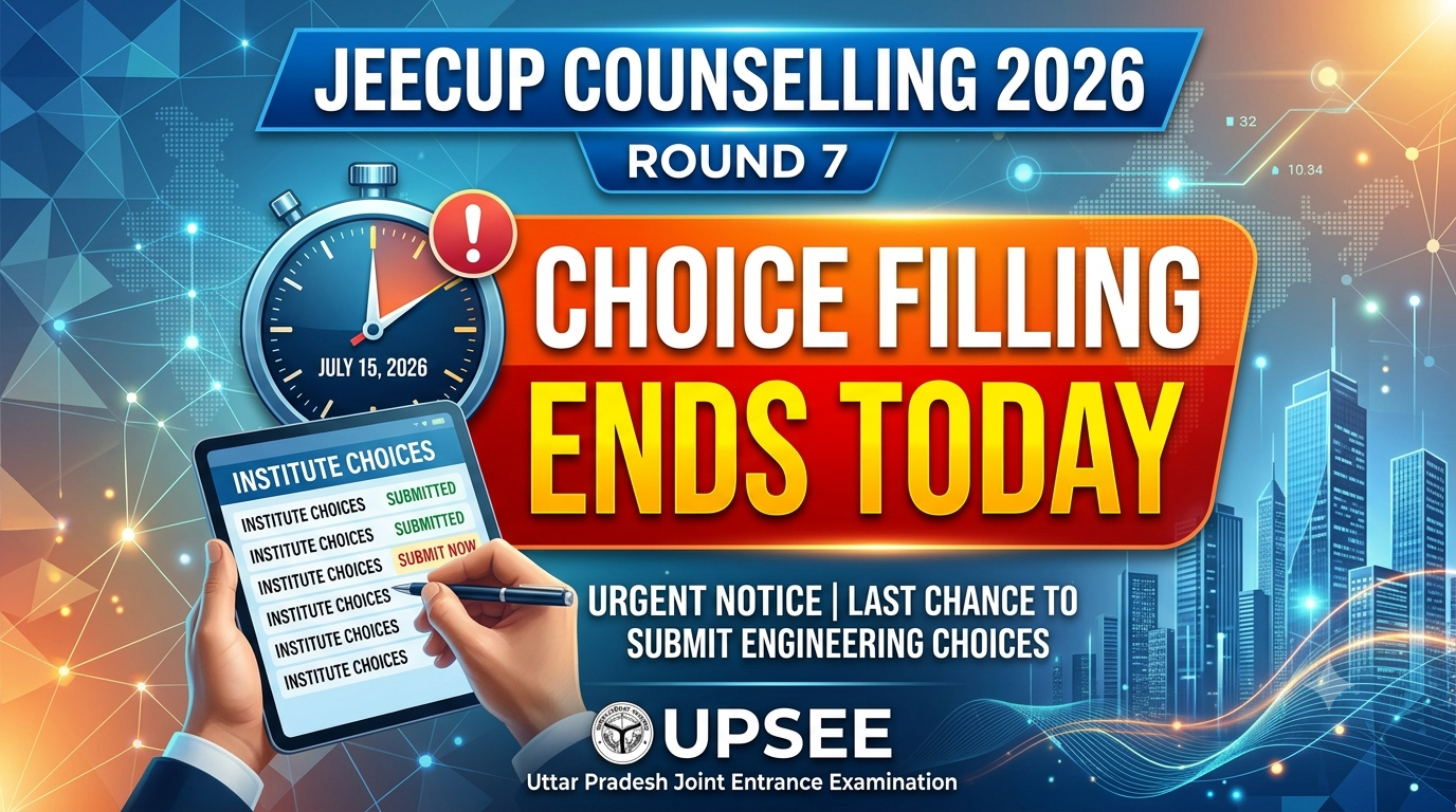 JEECUP Counselling 2026: Round 7 Choice Filling Ends Today