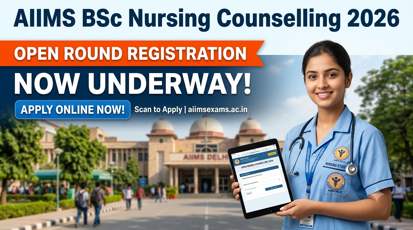 AIIMS BSc Nursing Counselling 2026 Open Round Registration Underway