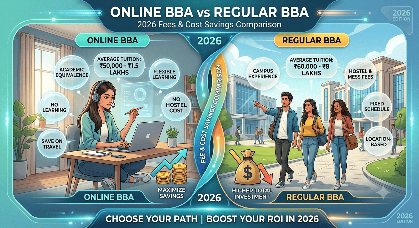 Online BBA vs Regular BBA: Fees Comparison & Cost Savings in 2026