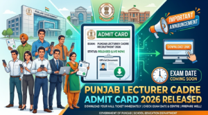 Punjab Lecturer Cadre Admit Card 2026 Released at erd.punjab.gov.in; Exams from Sept 19