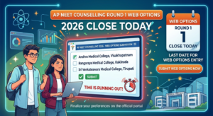 AP NEET Counselling 2026 Round 1 Web Options Close Today at drntr.uhsap.in