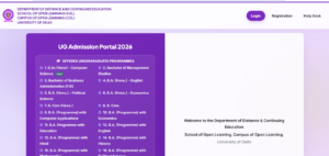 Application Portal for DU SOL BCom 2026