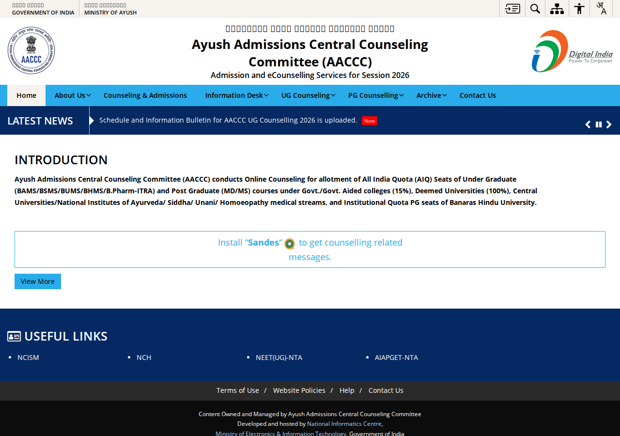 aaccc.gov.in homepage