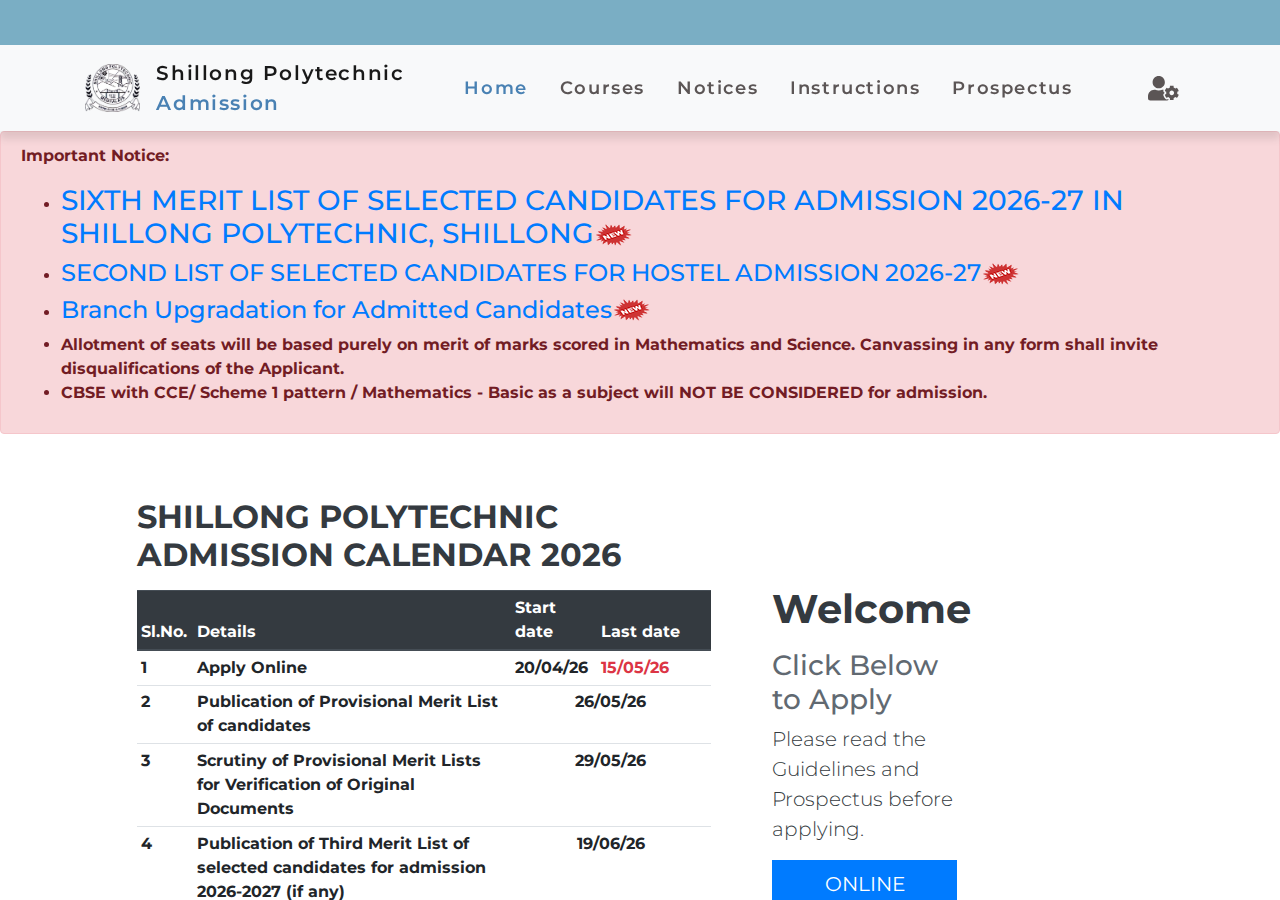 admission.shillongpolytechnic.com homepage