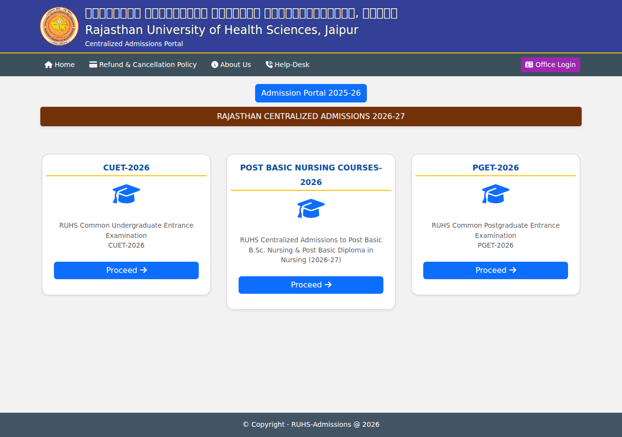 admissions.ruhsraj.org homepage