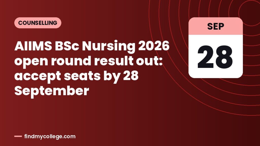 AIIMS BSc Nursing 2026 open round result out: accept seats by 28 September