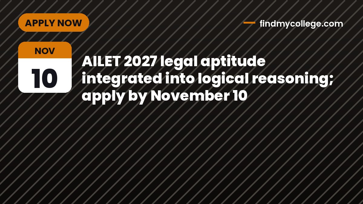 AILET 2027 legal aptitude integrated into logical reasoning; apply by November 10