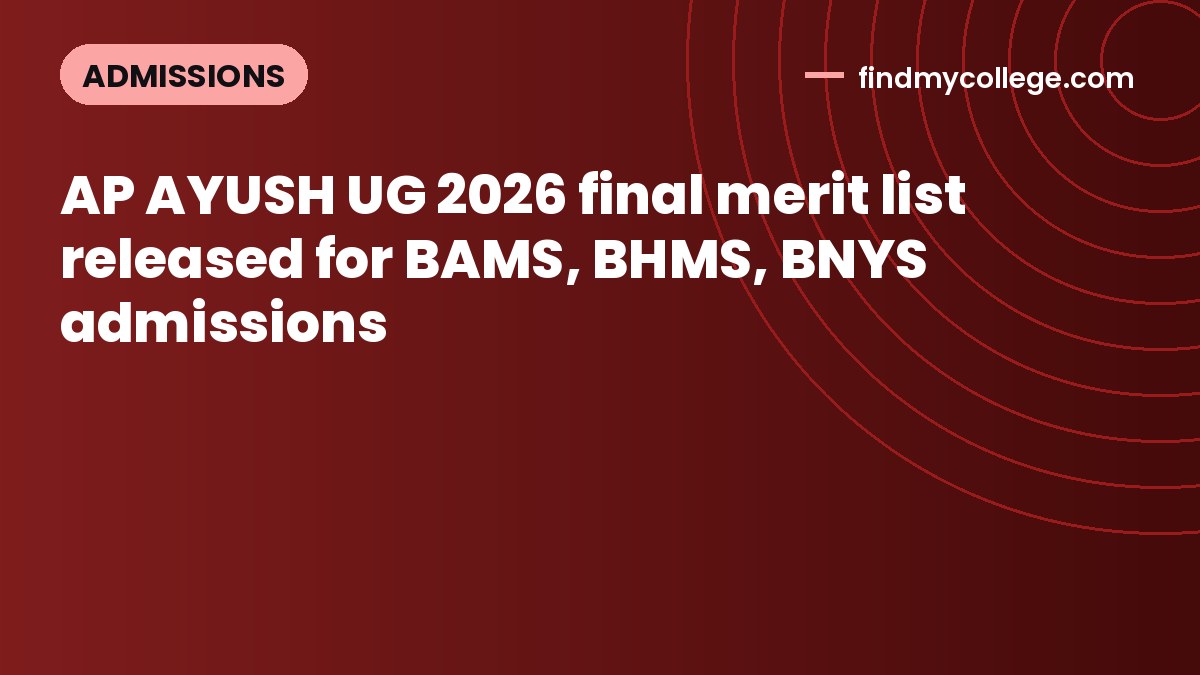 AP AYUSH UG 2026 final merit list released for BAMS, BHMS, BNYS admissions