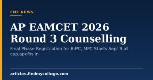 AP EAMCET 2026 Round 3 Counselling: Final Phase Registration for BiPC, MPC Starts Sept 9 at cap.apcfss.in