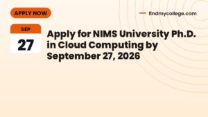 Apply for NIMS University Ph.D. in Cloud Computing by September 27, 2026