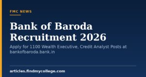 Bank of Baroda Recruitment Open for 1100 Wealth Executive, Credit Analyst Posts: How to Apply & Other Details