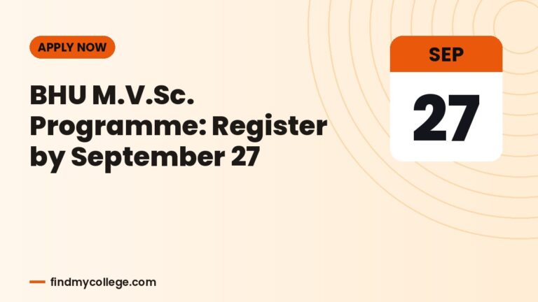 BHU M.V.Sc. Programme: Register by September 27
