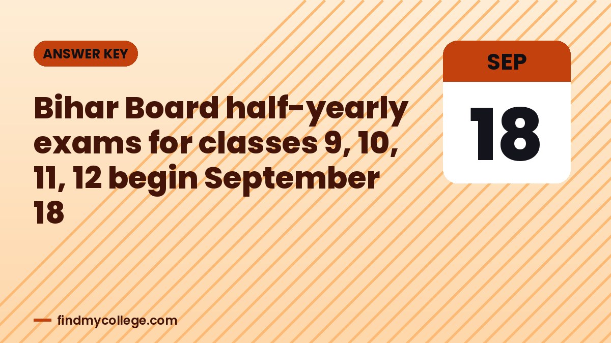 Bihar Board half-yearly exams for classes 9, 10, 11, 12 begin September 18