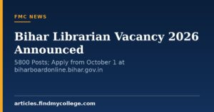 Bihar Librarian Vacancy 2026 Announced for 5800 Posts; Apply from October 1