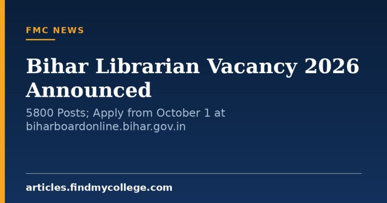 Bihar Librarian Vacancy 2026 Announced: 5800 Posts; Apply from October 1 at biharboardonline.bihar.gov.in