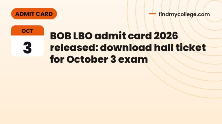 BOB LBO admit card 2026 released: download hall ticket for October 3 exam