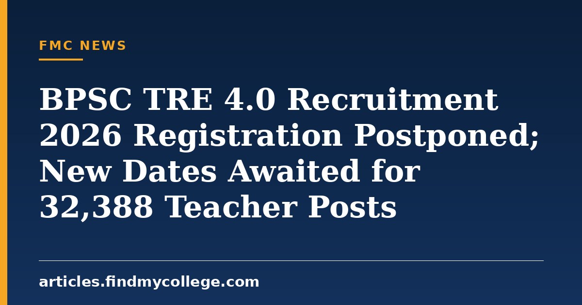 BPSC TRE 4.0 Recruitment 2026 Registration Postponed; New Dates Awaited for 32,388 Teacher Posts