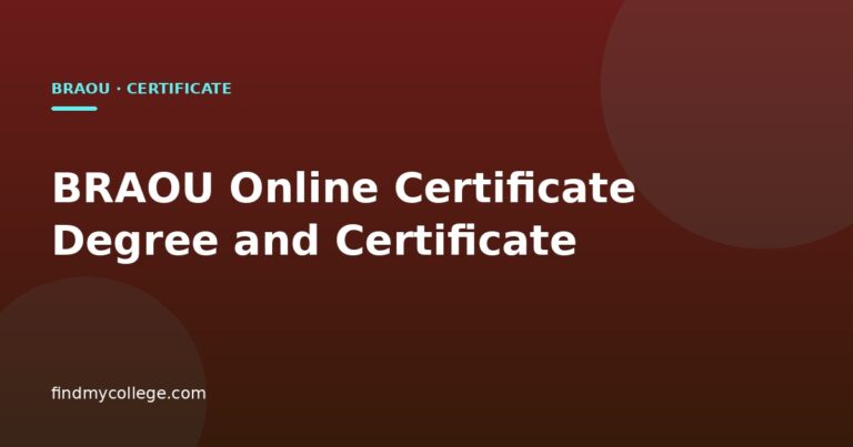 BRAOU Online Certificate Degree and Certificate
