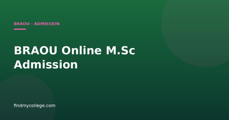 BRAOU Online M.Sc Admission